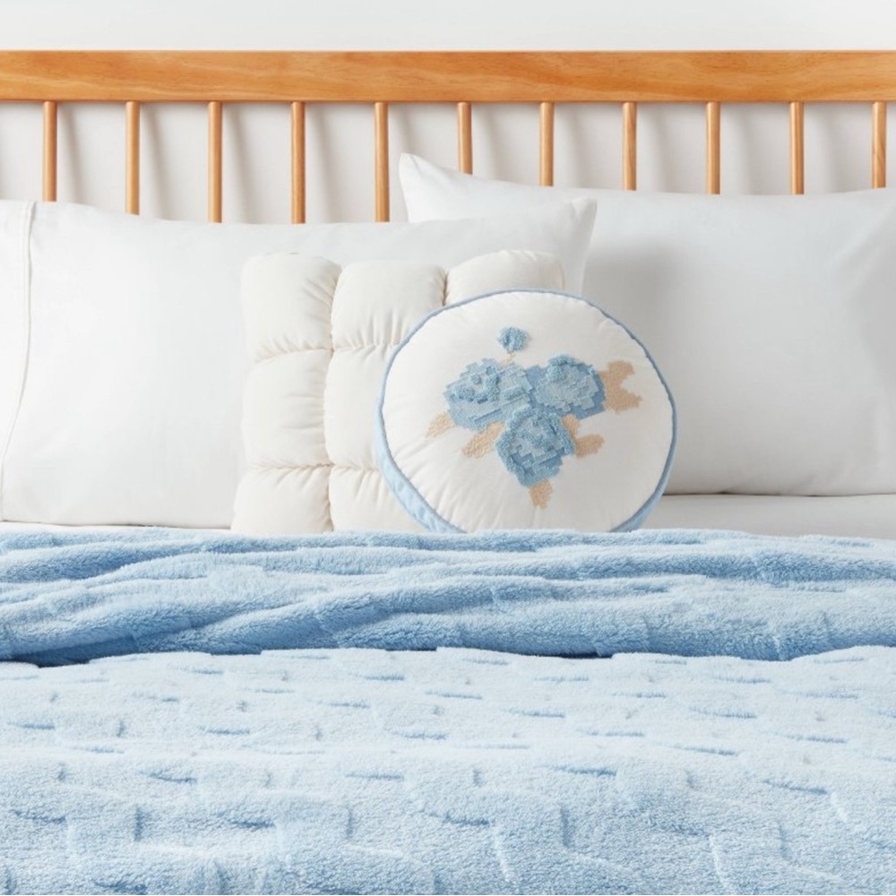 Light Blue Flower Decorative Pillow - Picture 3 of 3
